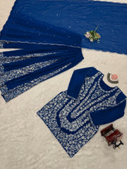 Demanding Georgette Blue Color Sharara Suit