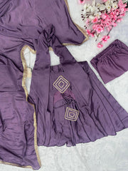 Fabulous Chinnon Silk Lavender Color Anarkali Gown