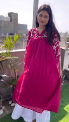 Ravishing Pink Color  Embroidery Work Palazzo Suit