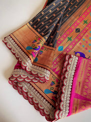 Captivating Black Color Paithani Silk Saree