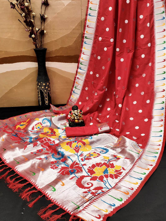 Demanding banarasi Silk Red Color Designer Saree