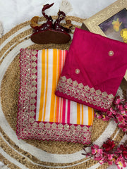 Pretty Pink Tabby Leheriya Print Silk Saree