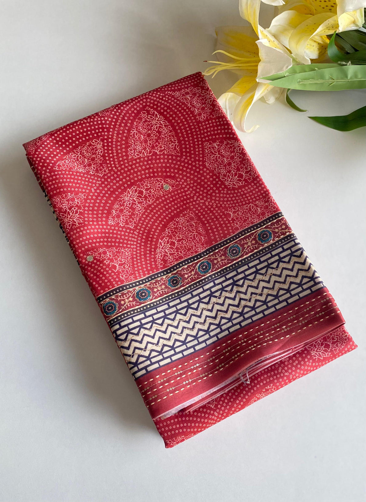 Classic Bandhani Prints Red Color Saree