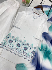 Beautiful Roman Silk White Color Salwar Suit