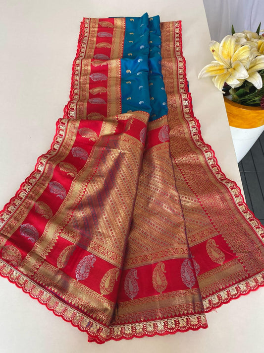 Festive Wear Sky Blue Color Paithani Silk Saree