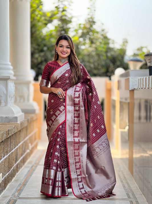 Good Looking Soft Silk Maroon Color Saree