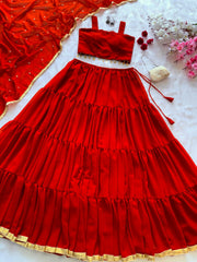 Glorious Red Georgette Lehenga Choli