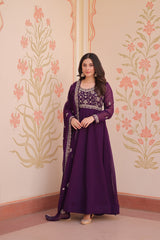 Exclusive Red Bead With Embroidery Work Gown