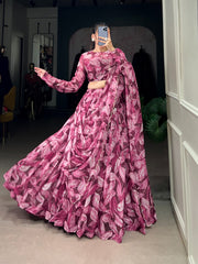 Party Wear Tabby Silk Pink Color Lehenga Choli