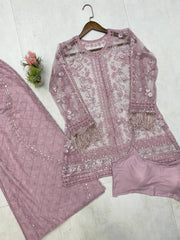 Ethnic Wear Lavender Color Top With Palazzo