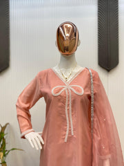 Captivating Beads Work Peach Color Salwar Suit
