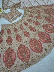 Trendy Peach Silk Embroidery Work Lehenga Choli