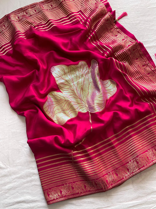 Blissful Munga Silk Pink Color Saree