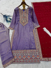 Shining Lavender Color With Heavy Work Salwar Suit