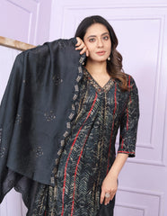 Occasion wear Modal Silk Black Color Kurti Set