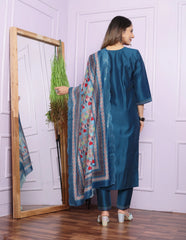 Exclusive Blue Color Hand Work Salwar Suit With Dupatta