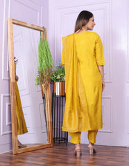 Haldi Wear Viscose Muslin Yellow Color Salwar Suit