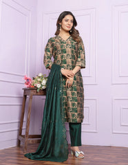 Preferable V Neck Green Silk Kurta Set