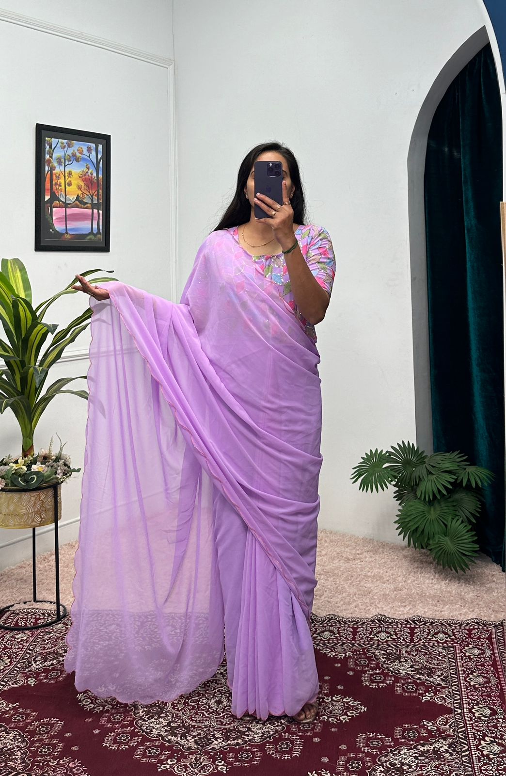 Flattering Georgette Lavender Color Gown