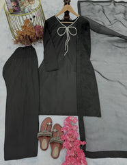 Stunning Sequence Work Black Color Palazzo Suit