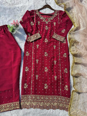 Imposing Georgette Maroon Color Salwar Suit