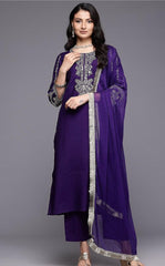 Delightful Reyon Purple Color Salwar Suit