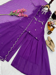 Round Neck Purple Color Stylish Palazzo Suit