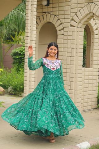 Ravishing Pink Georgette Embroidery Work Gown