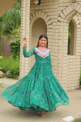 Ravishing Pink Georgette Embroidery Work Gown