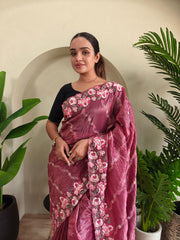 Beautiful Crush Silk Pink Color Saree