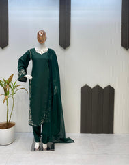 Demanding Silk Green Color Embroidery Work Salwar Suit