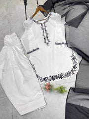 Fantastic Roman Silk White Color Salwar Suit