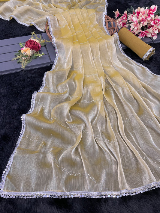 Lovely Burberry Silk Mustard Color Saree