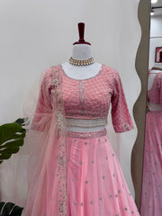 Engagement Wear Sequence Work Pink Color Lehenga Choli