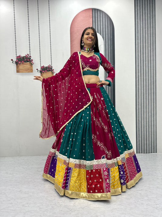 Ravishing Maroon Color Embroidery Work Georgette Lehenga Choli