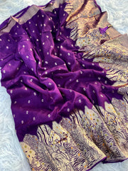 Designer Dola Silk Purple Color Saree