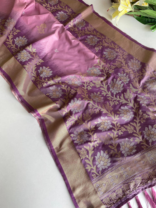 Pretty Tone Silk Light Pink & Lavender Color saree