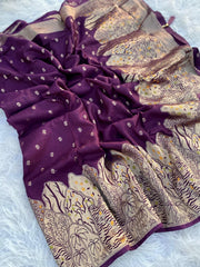 Designer Dola Silk Wine Color Saree