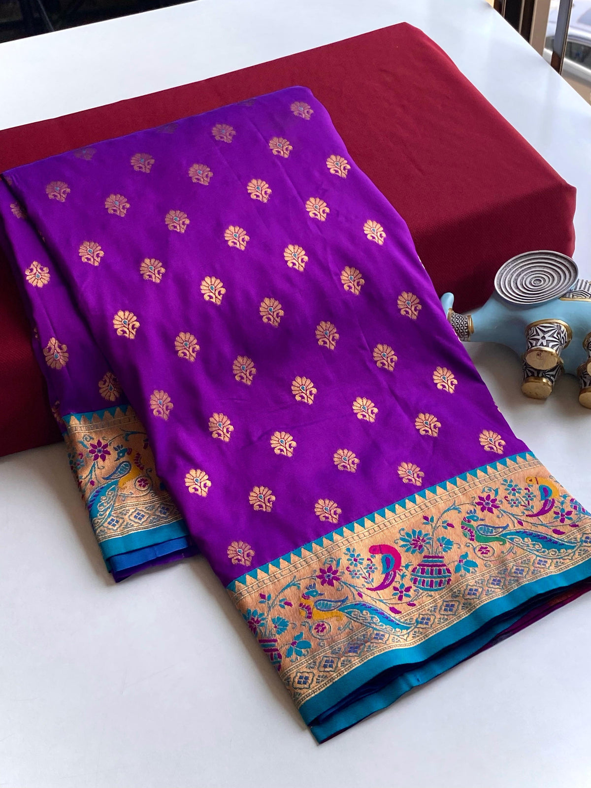Festive Wear Meenakari Butti Purple Color Paithani Silk Saree