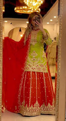 Glorious Green Georgette Sequence Work Sharara Suit