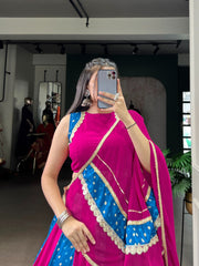 Trendy Blue Tasar Silk Bandhej Print Lehenga Choli