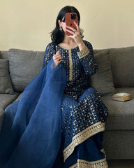 Exclusive Sequence Work Blue Color Salwar Suit