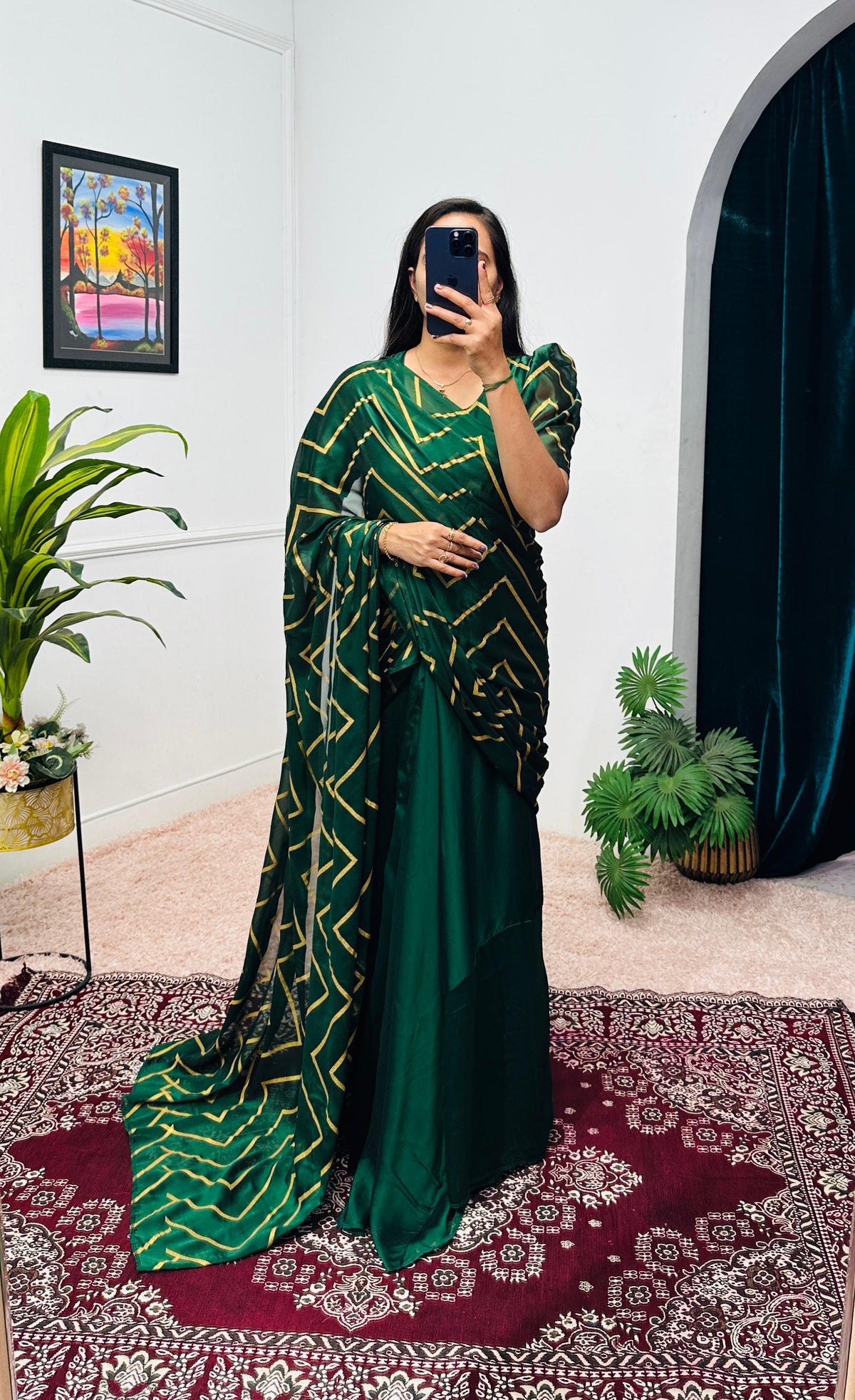 Adorable Rangoli Green Color Gown