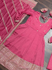 Beautiful Embroidery Work Pink Color Gown