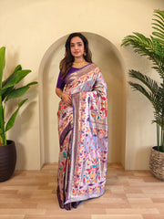 Blissful Paithani Silk Lavender Color Saree