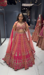 Multicolor Real Mirror Hand Work Bridal Lehenga