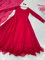 Festive Wear Shine Border Pink Color Gown