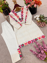 Gorgeous White Color Thread Work Co-ord Set
