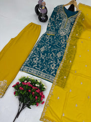 Classic Heavy Work Rama Color Palazzo Suit