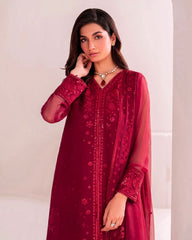 Georgette Sequence Work Red Color Palazzo Suit